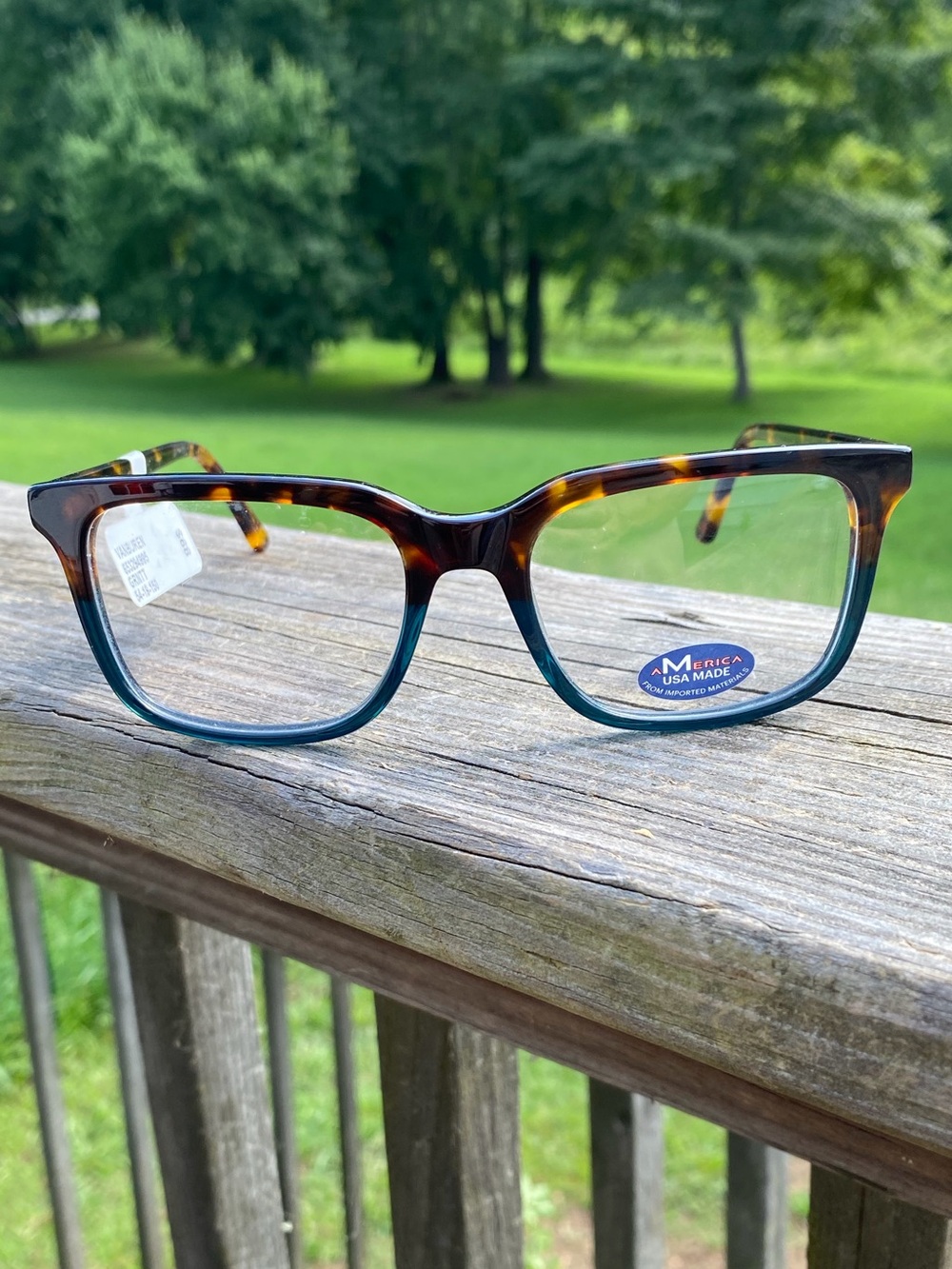 Walmart M America square glasses frames Tortoise Teal Two-Tone Men's Eyeglasses